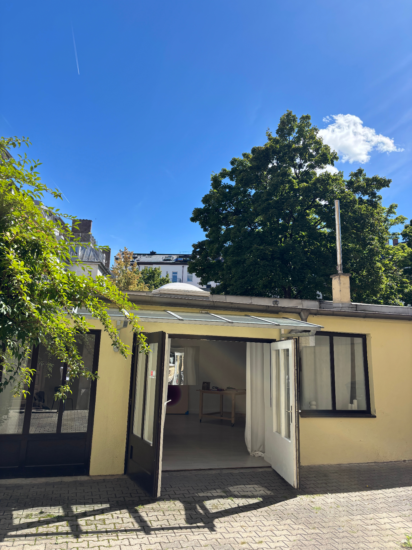 Hinterhofstudio mit warmem Licht und kuratierten Details